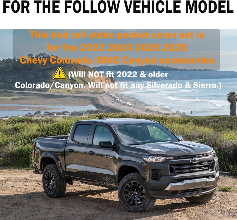 EVPLNT Stake Pocket Cover Set of Two Compatible with Chevy Colorado/GMC Canyon 2023-2026, Truck Hole Caps Plugs (Black) - Image 3